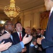 Matteo Renzi che ha imparato da Silvio come urlare Mr Obamaaaaa