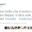 Matteo Renzi a Beppe Grillo: "#sidicesole". Giorgia Meloni: "#sidicesola"