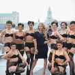 in reggiseno e mutandine sul Millenium Bridge per promuovere il designer Peter Hahn05
