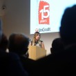 Maria Elena Boschi da Unicredit (foto): tubino e tacchi a spillo per i 15 anni della banca (Ansa)