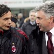 Filippo Inzaghi e Carlo Ancelotti (foto Ansa)