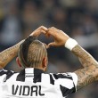 L'esultanza di Arturo Vidal (foto Lapresse)