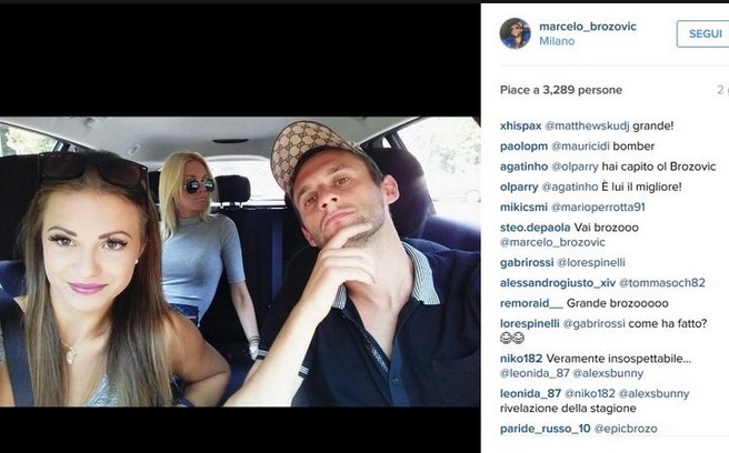 Marcelo Brozovic, FOTO con due ragazze...ed è #epicbrozo8