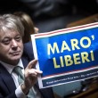 Ban Ki Moon alla Camera, cartelli Forza Italia Marò liberi5