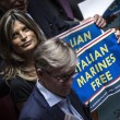 Ban Ki Moon alla Camera, cartelli Forza Italia Marò liberi