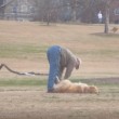 YOUTUBE Cane finge morte per non andare via dal parco 02
