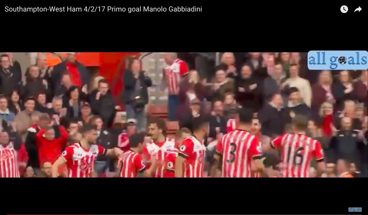 Manolo Gabbiadini video gol Southampton-West Ham