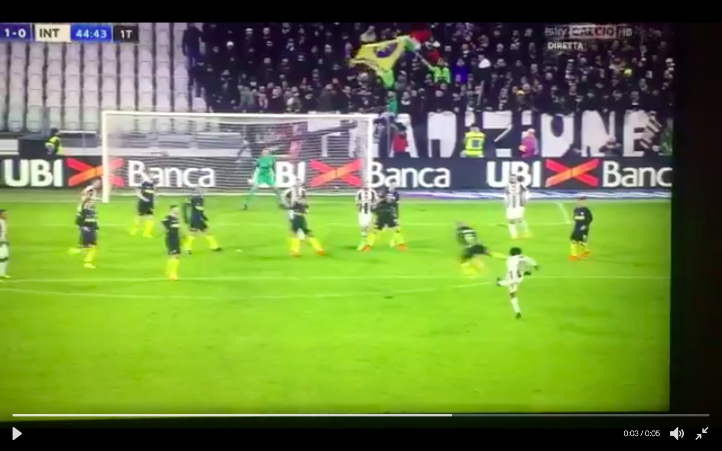 Cuadrado video gol Juventus-Inter: che bolide dalla distanza