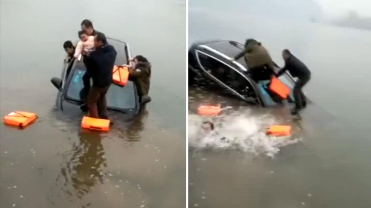 Suv finisce nel lago, padre lancia figlioletta per salvarle la vita 6