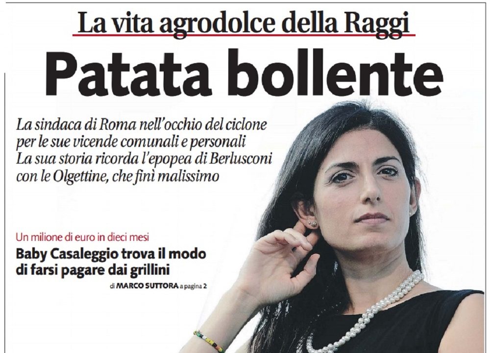 Virginia Raggi "patata bollente": bufera sul titolo sessista di Libero