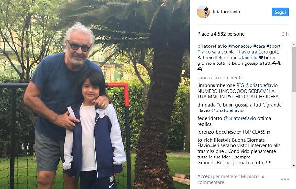 Flavio Briatore con Nathan Falco Eli dorme. FOTO spegne voci rottura con la Gregoraci