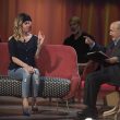 Gessica Notaro e Maurizio Costanzo durante la registrazione della prima puntata del nuovo ciclo del "Maurizio Costanzo Show", Roma, 19 aprile 2017. ANSA/MAURIZIO BRAMBATTI
