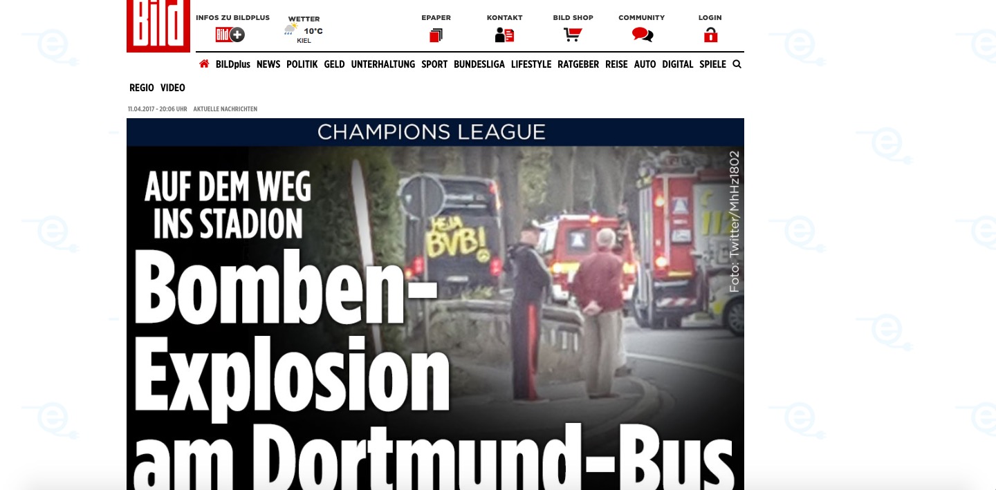 Borussia Dortmund, esplode finestrino pullman: ferito Bartra