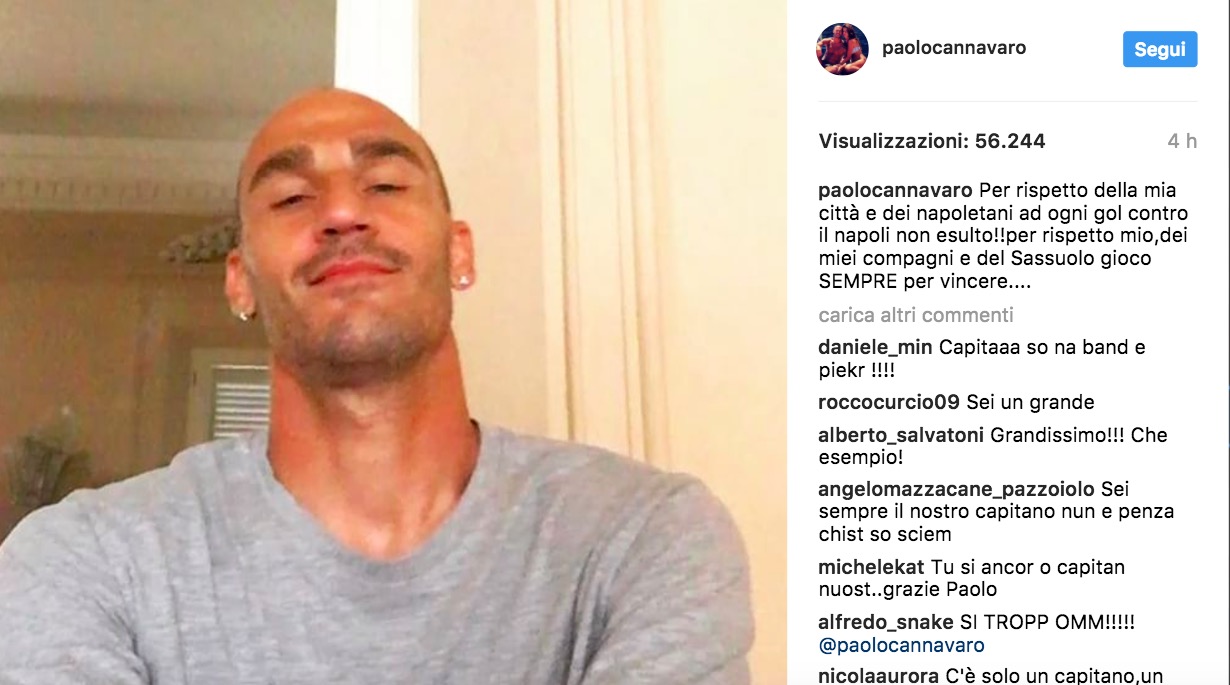 Paolo Cannavaro: "Secondo tifosi Napoli dovevo prendere la palla con la mano"