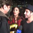 Belen Rodriguez e Andrea Iannone ricevono il Tapiro d'oro da Staffelli