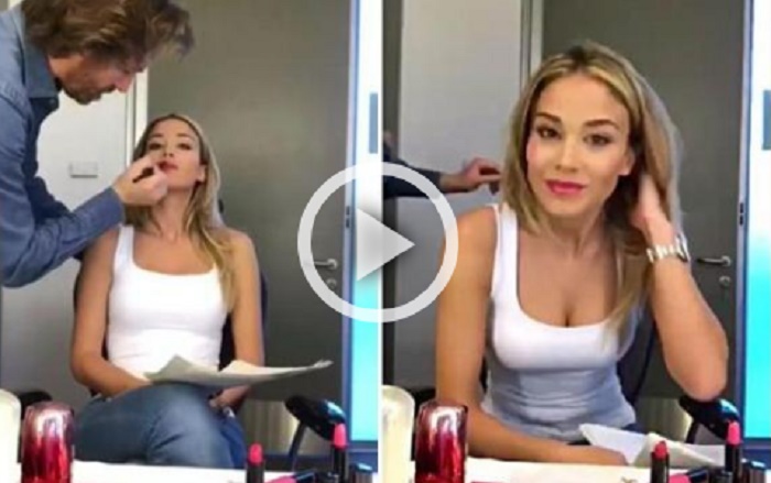 Diletta Leotta al trucco prima della diretta VIDEO