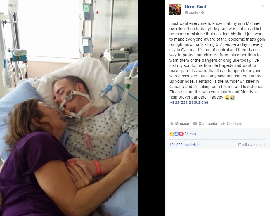Pubblica FOTO del figlio che sta morendo per overdose: "Non assumete il fentanyl"