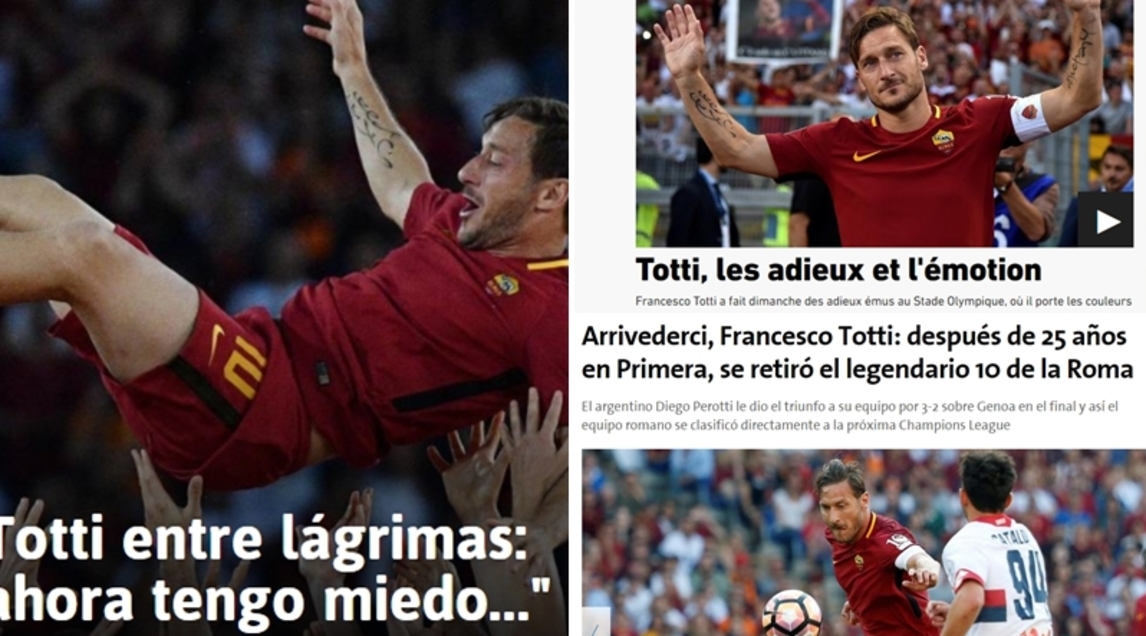 Francesco Totti, i giornali stranieri celebrano il Capitano 01