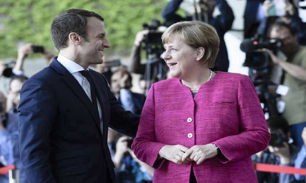 Emmanuel Macron e Angela Merkel (foto Ansa)