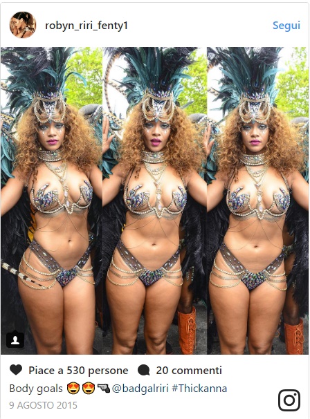 Rihanna ingrassata su fianchi e cosce