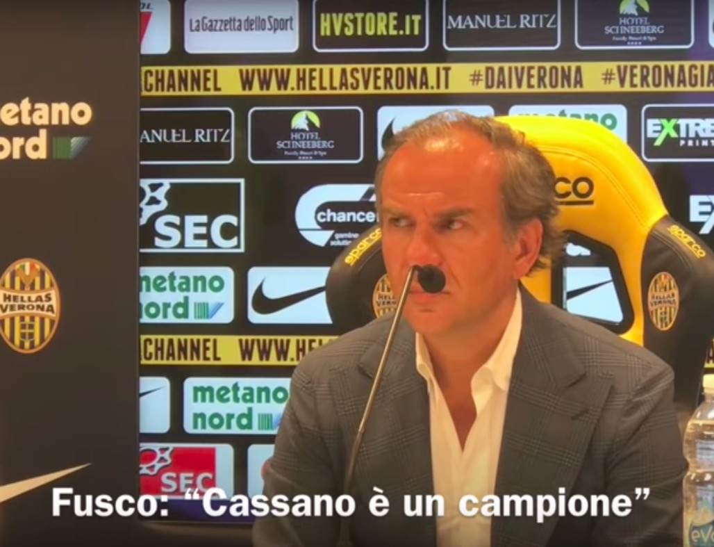 YOUTUBE Calciomercato Verona, Cassano: le dichiarazioni di Fusco