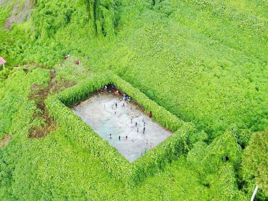 In mezzo alla foresta a 80 km dalla città: FOTO drone del campetto calcio