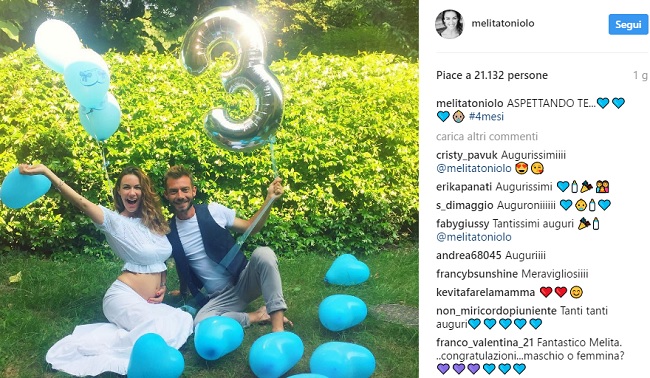 Melita Toniolo incinta di Andrea Viganò, FOTO su Indtagram