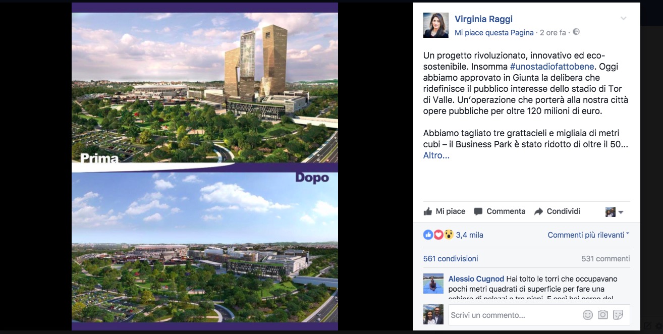 Raggi: "Stadio Roma opportunità città. Ecco come sarà" FOTO