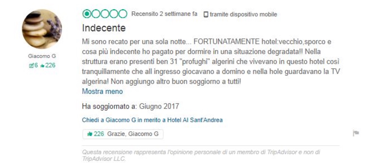 Sarzana, su TripAdvisor critica l'hotel con "troppi profughi". Ma sono militari algerini