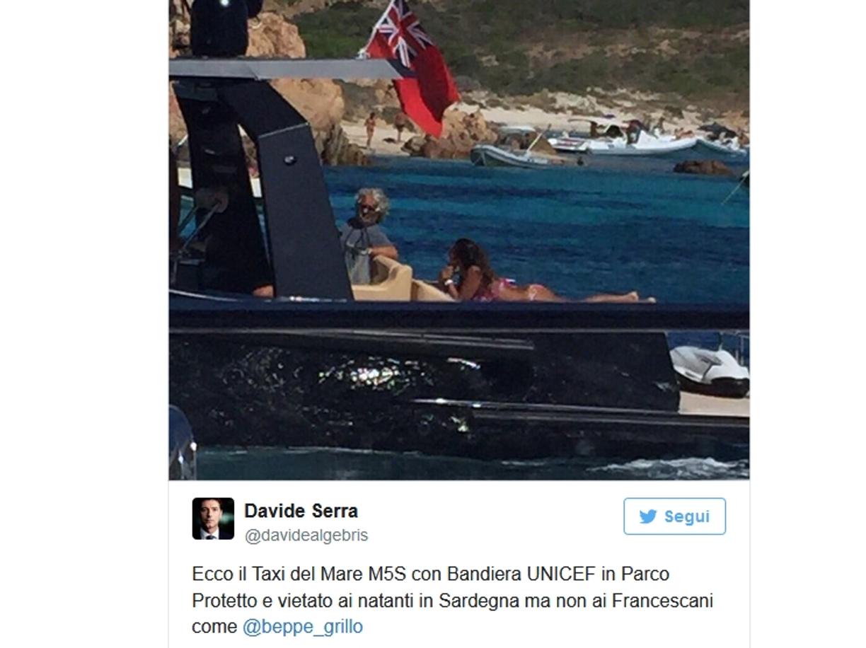 "Beppe Grillo in yacht nell'isola protetta