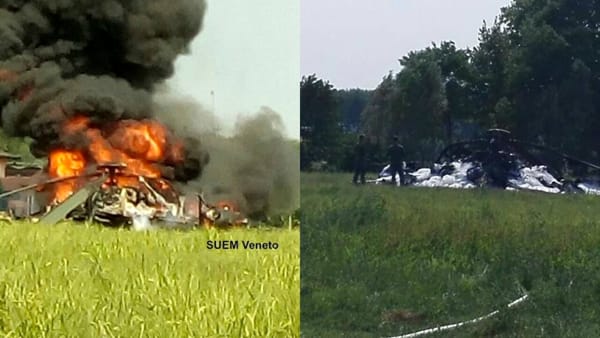 Padova, cade un elicottero militare polacco: tutti salvi