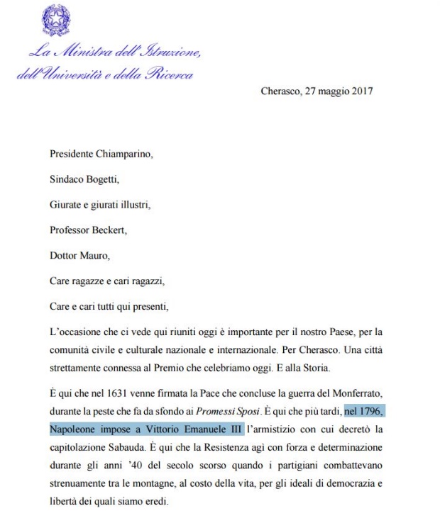 Valeria Fedeli gaffe: "Armistizio Napoleone-Vittorio Emanuele III". Ma il secondo ancora non era nato...