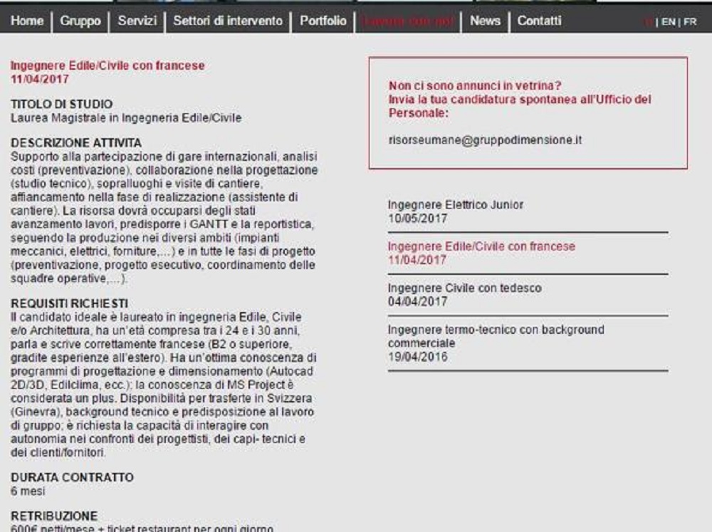 AAA ingegnere cercasi: ottima conoscenza francese e programmi progettazione per...600 euro al mese