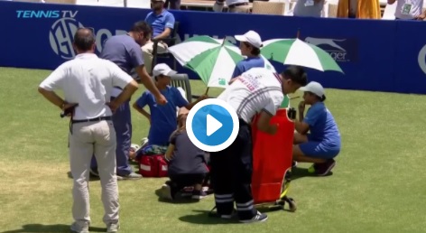 Marcos Baghdatis sviene in campo a Antalya, temperature oltre i 40° VIDEO