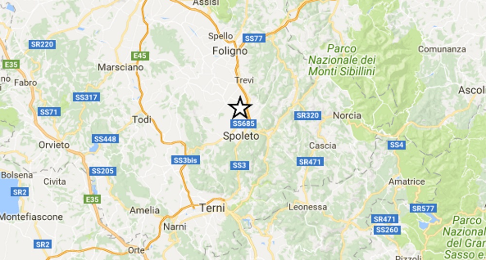 Terremoto Spoleto, due scosse nella notte: la più forte del 2.5