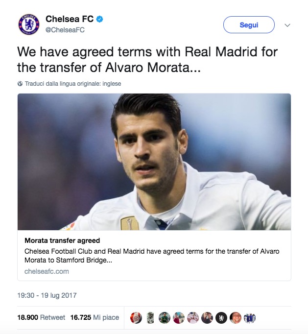 Calciomercato Milan, Alvaro Morata ufficiale al Chelsea: 80 milioni al Real
