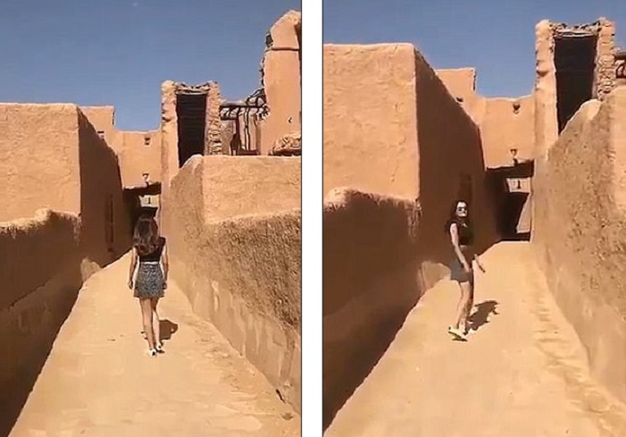 In minigonna cammina fra le rovine: modella Arabia Saudita sfida autorità