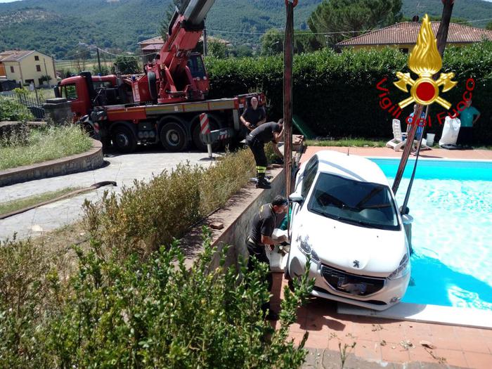 Auto si sfrena e finisce in piscina a Tavernelle (Perugia)