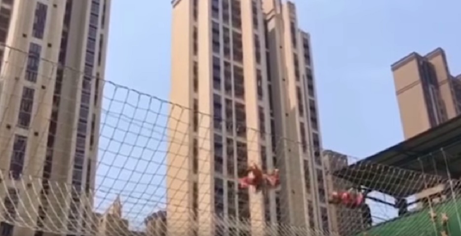Cina, pompieri si addestrano sulla rete di Spiderman