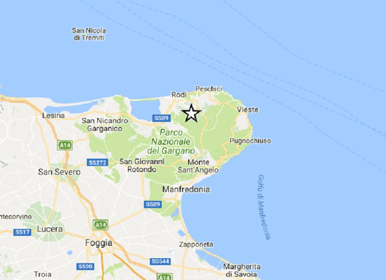 Terremoto Puglia, scossa del 3.4 tra Vico del Gargano e Carpino