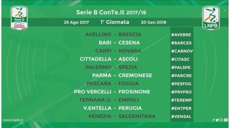 Serie B calendario 2017-2018: tutte le giornate