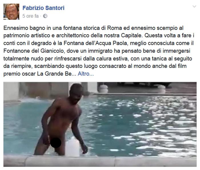 Senza vestiti fa il bagno nel Fontanone del Gianicolo a Roma VIDEO