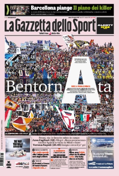 Serie A 2017-2018, la presentazione della Gazzetta dello Sport: duello Juve-Napoli per lo scudetto