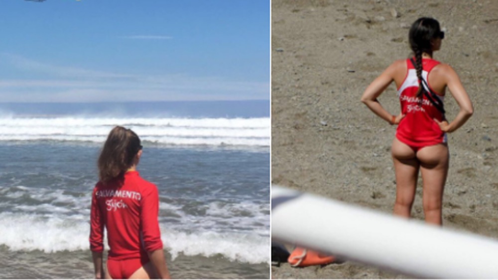 Bagnine troppo belle a Gijon, gli uomini fingono di annegare. Costrette a portare i pantaloni