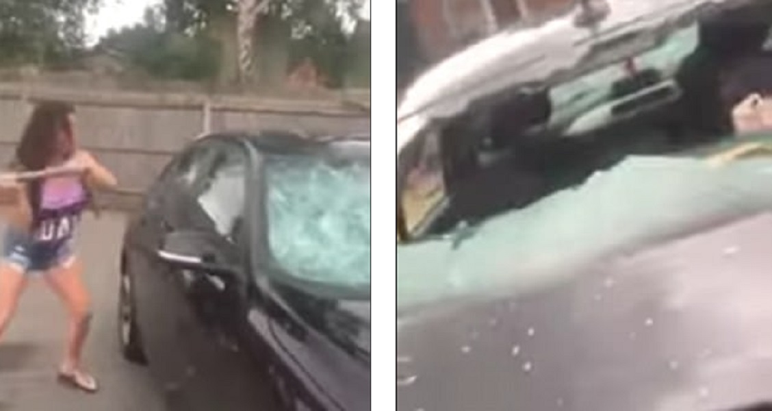 Distrugge con la mazza la Bmw: il marito infedele è seduto dentro