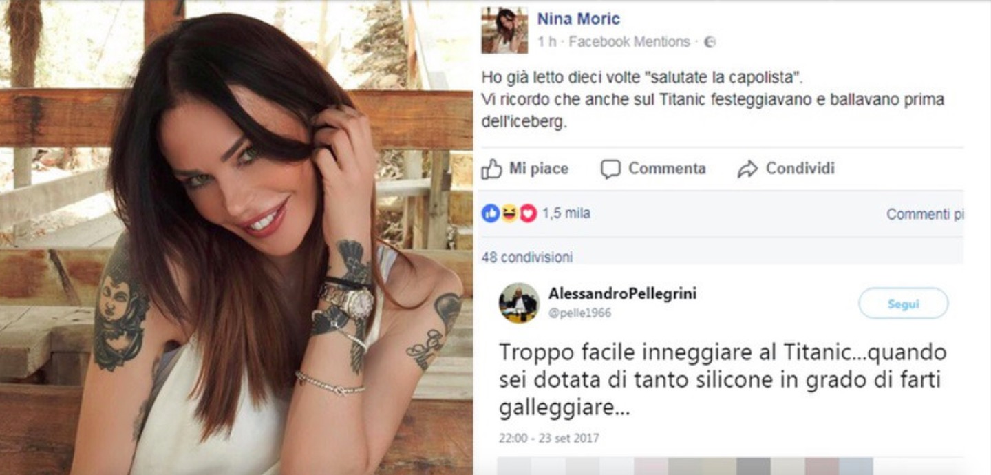 Nina Moric - Alessandro Pellegrini (agente Sarri), botta e risposta sui social