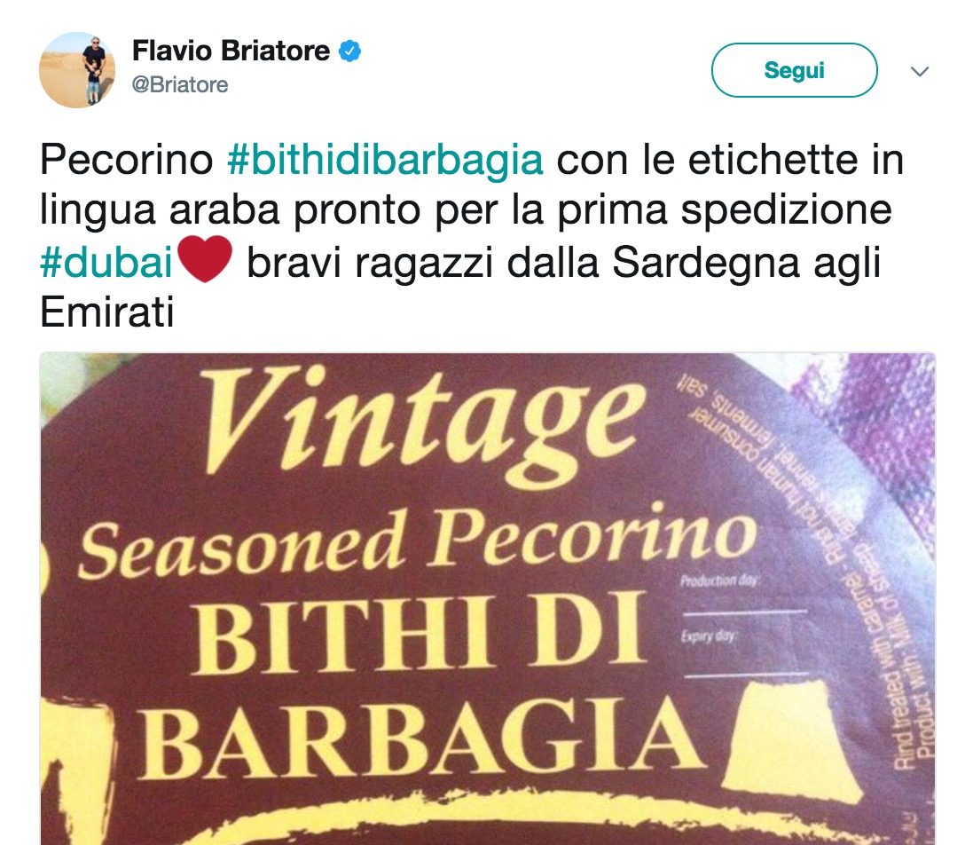 Flavio Briatore e il pecorino sardo che va a Dubai: "Bravi ragazzi"