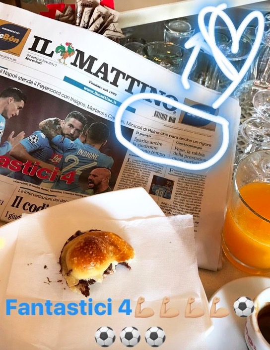 Yolanda Ruiz, moglie Reina festeggia rigore parato con maxi colazione