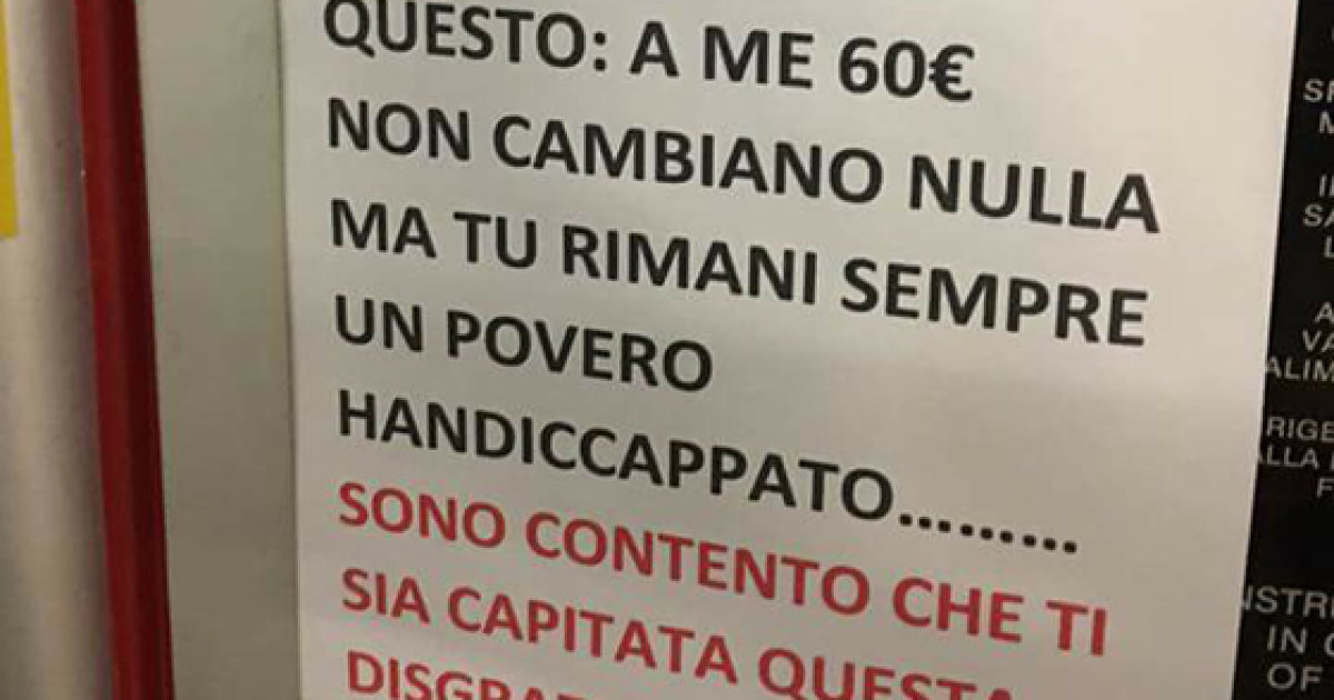 Carugate, autore del cartello contro il disabile si scusa: "Ho agito d'impulso"