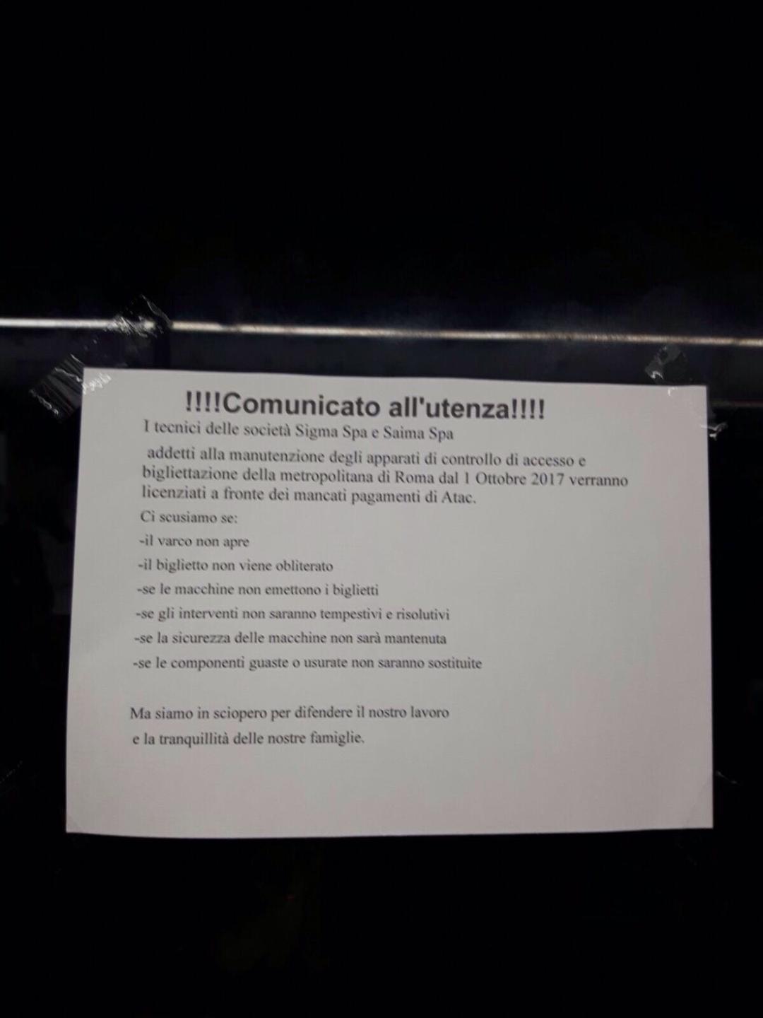 Roma, sciopero manutentori macchine obliteratrici